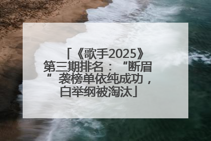 《歌手2025》第三期排名：“断眉”袭榜单依纯成功，白举纲被淘汰