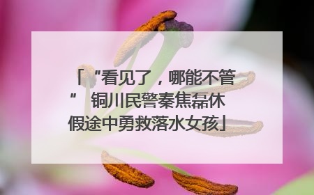 “看见了，哪能不管” 铜川民警秦焦磊休假途中勇救落水女孩