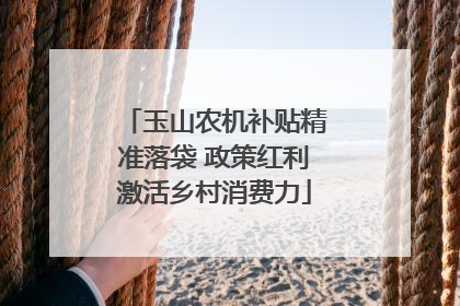 玉山农机补贴精准落袋 政策红利激活乡村消费力