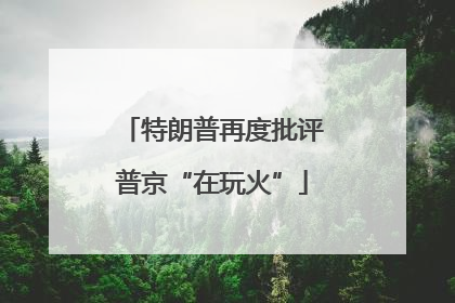 特朗普再度批评普京“在玩火”