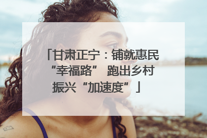 甘肃正宁：铺就惠民“幸福路” 跑出乡村振兴“加速度”