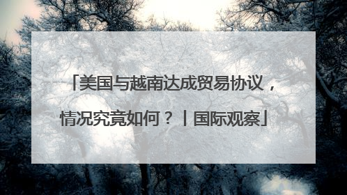 美国与越南达成贸易协议，情况究竟如何？丨国际观察