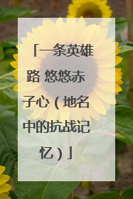 一条英雄路 悠悠赤子心（地名中的抗战记忆）