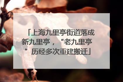 上海九里亭街道落成新九里亭，“老九里亭”历经多次重建搬迁
