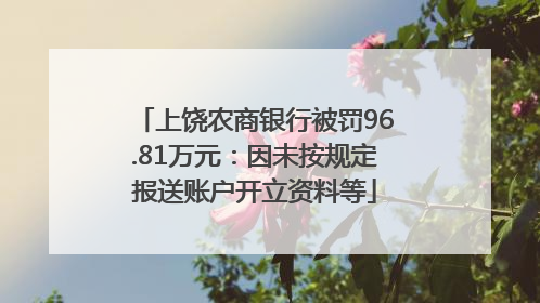 上饶农商银行被罚96.81万元：因未按规定报送账户开立资料等