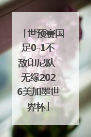 世预赛国足0-1不敌印尼队 无缘2026美加墨世界杯