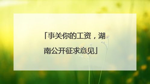事关你的工资，湖南公开征求意见