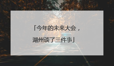 今年的未来大会，湖州谈了三件事