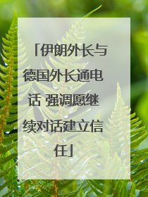 伊朗外长与德国外长通电话 强调愿继续对话建立信任