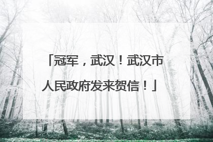 冠军，武汉！武汉市人民政府发来贺信！