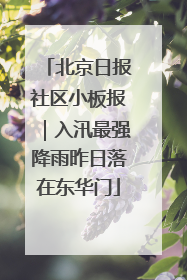 北京日报社区小板报｜入汛最强降雨昨日落在东华门
