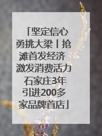 坚定信心 勇挑大梁丨抢滩首发经济 激发消费活力 石家庄3年引进200多家品牌首店