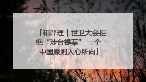 和评理｜世卫大会拒绝“涉台提案” 一个中国原则人心所向
