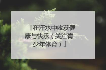在汗水中收获健康与快乐（关注青少年体育）