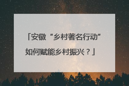 安徽“乡村著名行动”如何赋能乡村振兴？