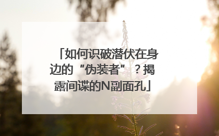 如何识破潜伏在身边的“伪装者”？揭露间谍的N副面孔