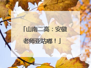 山南二高：安徽老师亚咕嘟！