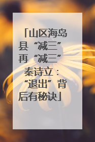 山区海岛县“减三”再“减三” 秦诗立：“退出”背后有秘诀