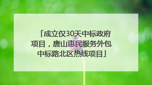 成立仅30天中标政府项目，唐山惠民服务外包中标路北区热线项目