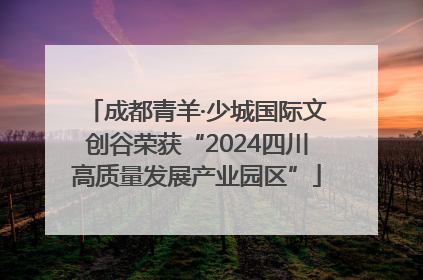 成都青羊·少城国际文创谷荣获“2024四川高质量发展产业园区”