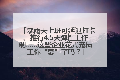 暴雨天上班可延迟打卡、推行4.5天弹性工作制……这些企业花式宠员工你“慕”了吗？