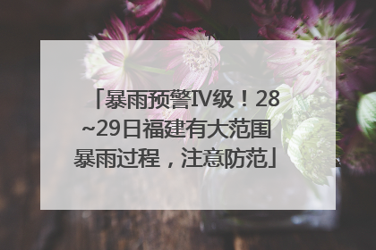 暴雨预警Ⅳ级！28~29日福建有大范围暴雨过程，注意防范