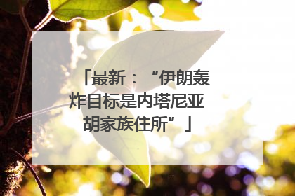 最新：“伊朗轰炸目标是内塔尼亚胡家族住所”