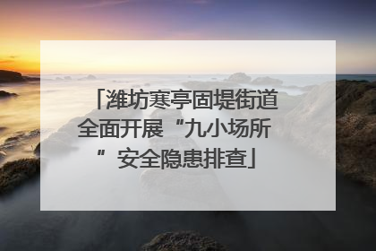 潍坊寒亭固堤街道全面开展“九小场所”安全隐患排查