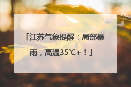 江苏气象提醒：局部暴雨，高温35℃+！