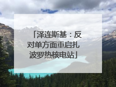 泽连斯基：反对单方面重启扎波罗热核电站