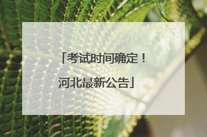 考试时间确定！河北最新公告