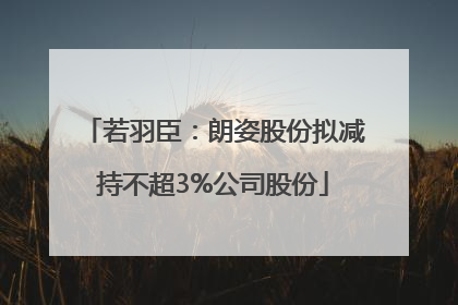若羽臣：朗姿股份拟减持不超3%公司股份