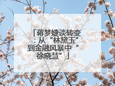 蒋梦婕谈转变：从“林黛玉”到金融风暴中“徐晓慧”