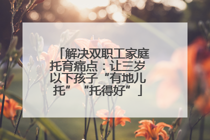解决双职工家庭托育痛点：让三岁以下孩子“有地儿托”“托得好”
