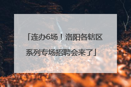 连办6场！洛阳各辖区系列专场招聘会来了