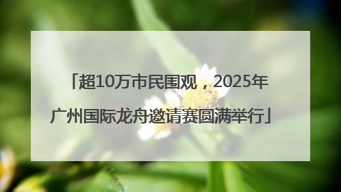 超10万市民围观，2025年广州国际龙舟邀请赛圆满举行