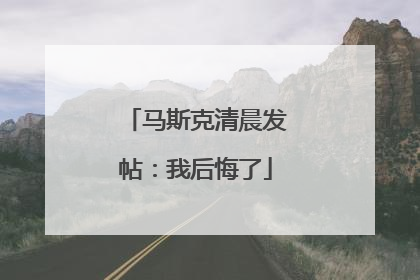 马斯克清晨发帖：我后悔了