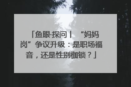 鱼眼·探问丨 “妈妈岗”争议升级：是职场福音，还是性别枷锁？
